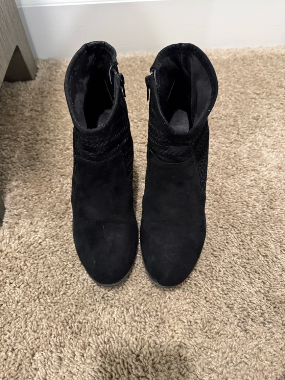 Black Suede Ankle Boots - Classic Women's Bootie